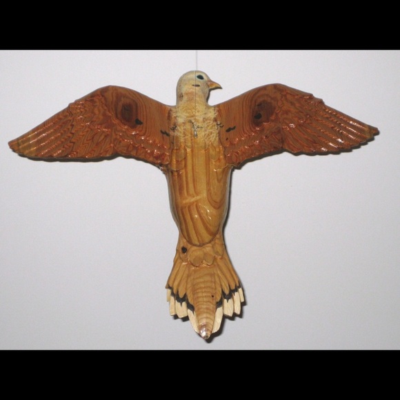 Flying morning dove hand carved hanging sculpture - Picture 2 of 7